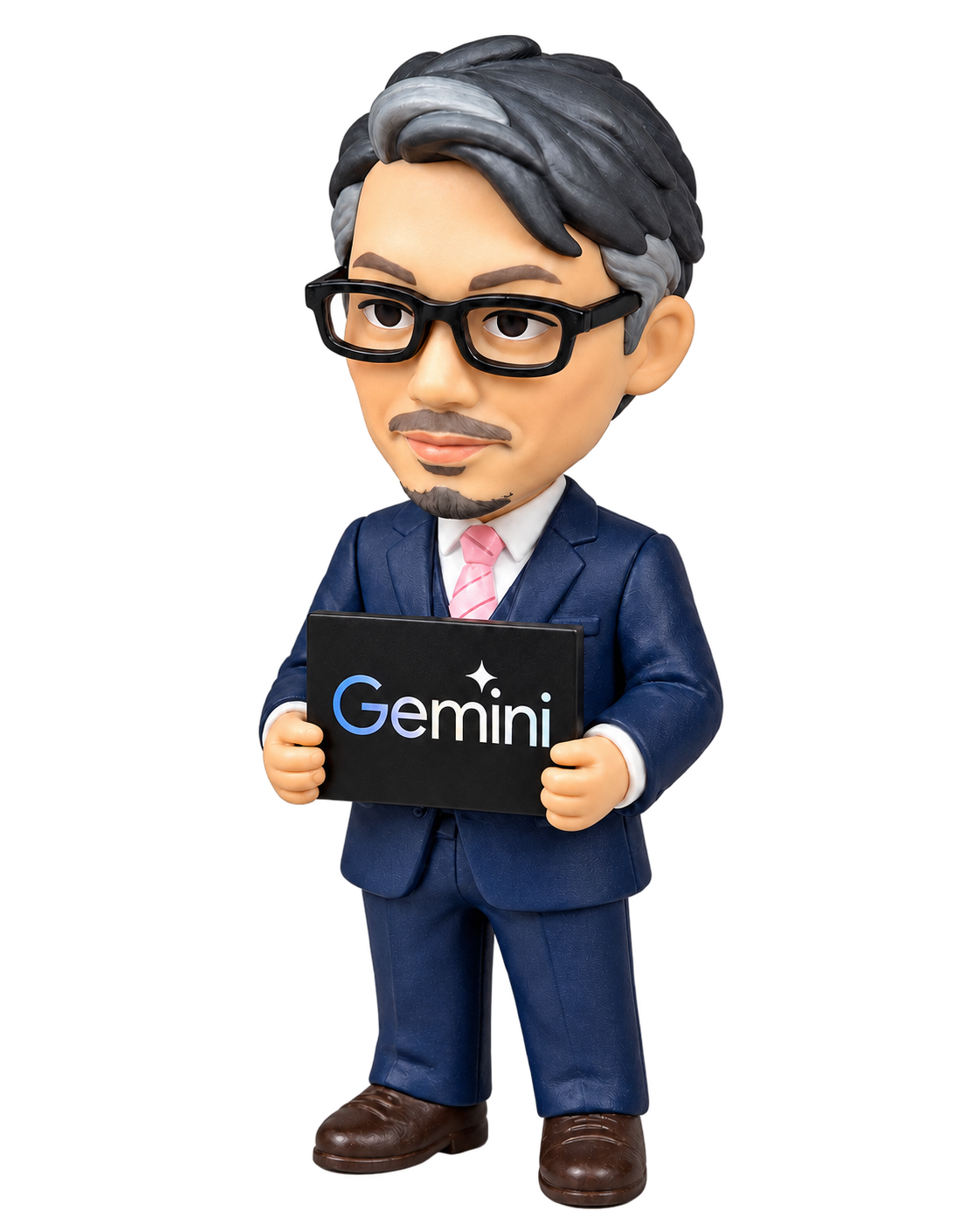 Geminiのボードを持つ高橋史郎のフィギュア